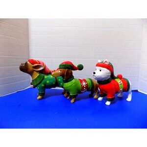 NEW Christmas Holiday Dogs Figurine Dachshund Bulldog Terrier Decor